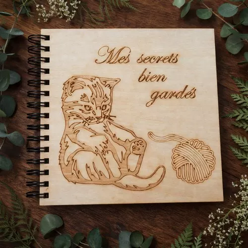 Album 20x20 cm avec couverture en bois gravé – Personnalisable et polyvalent