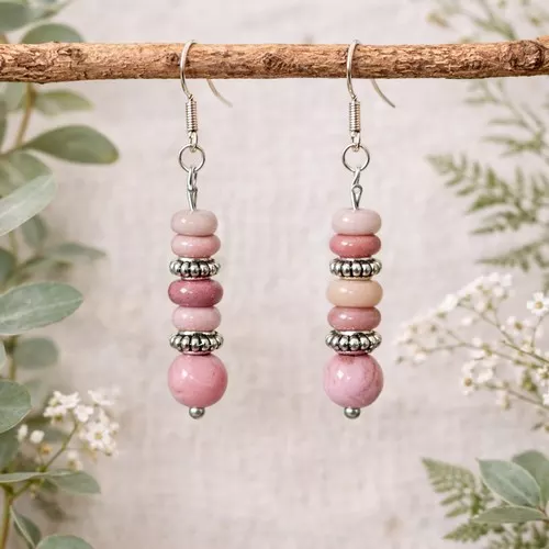 Boucles d'oreilles Thulite - Attaches en argent